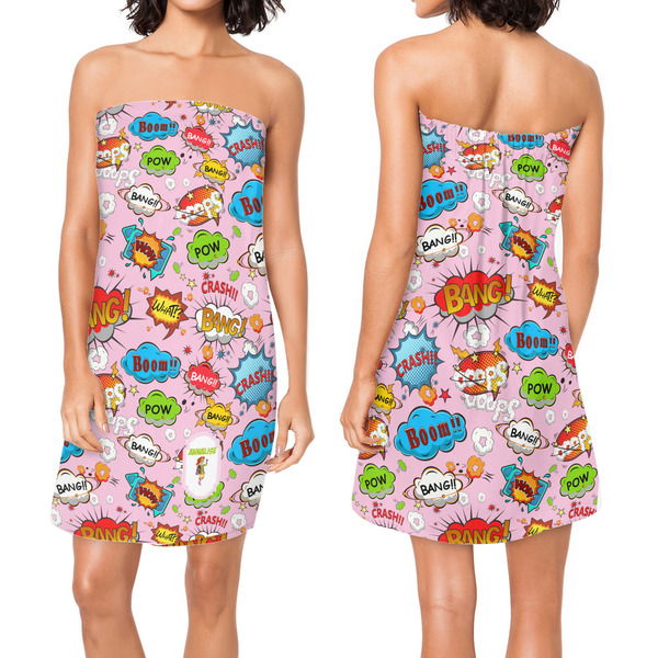 Woman Superhero Custom Bath Wrap - Front & Back View