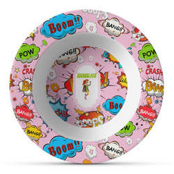 Woman Superhero Plastic Bowl - Microwave Safe - Composite Polymer (Personalized)