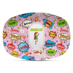 Woman Superhero Plastic Platter - Microwave & Oven Safe Composite Polymer (Personalized)