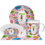 Woman Superhero Dinner Set - Single 4 Pc Setting w/ Name or Text