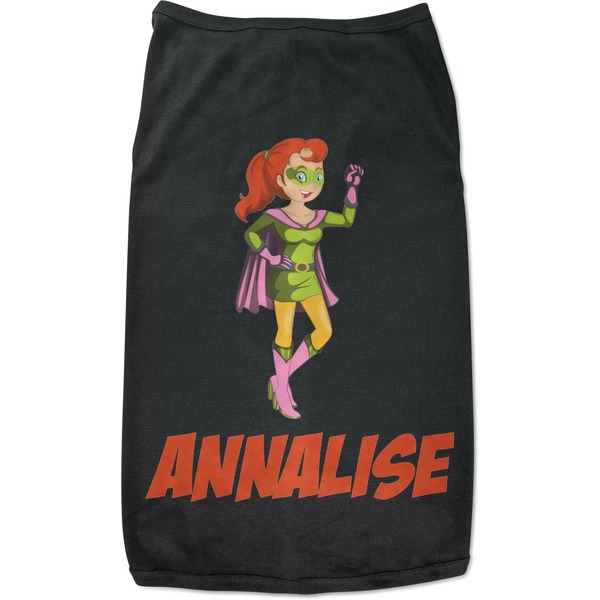 Custom Woman Superhero Black Pet Shirt - M (Personalized)