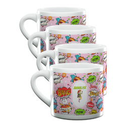 Woman Superhero Double Shot Espresso Cups - Set of 4 (Personalized)