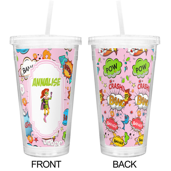 Woman Superhero Double Wall Tumbler with Straw - Approval