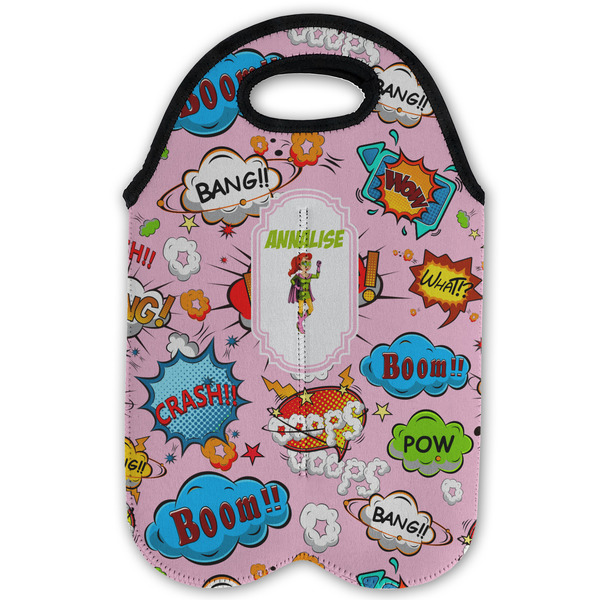 Woman Superhero Double Wine Tote - Flat (new)