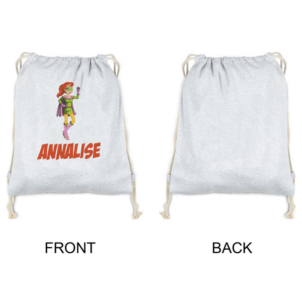 Woman Superhero Drawstring Backpacks - Sweatshirt Fleece - Single Sided - APPROVAL