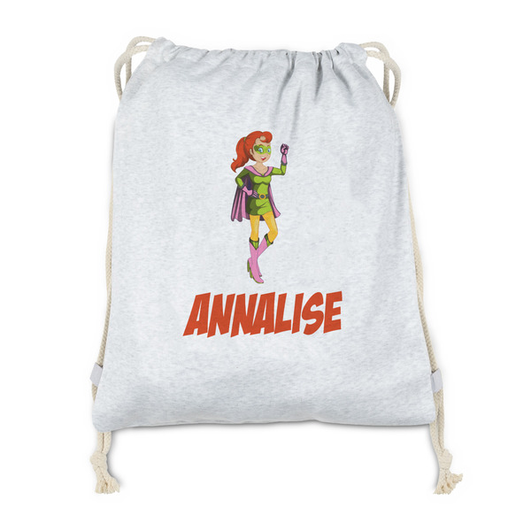 Custom Woman Superhero Drawstring Backpack - Sweatshirt Fleece - Single Sided