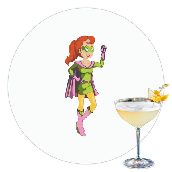 Custom Woman Superhero Printed Drink Topper - 3.5"