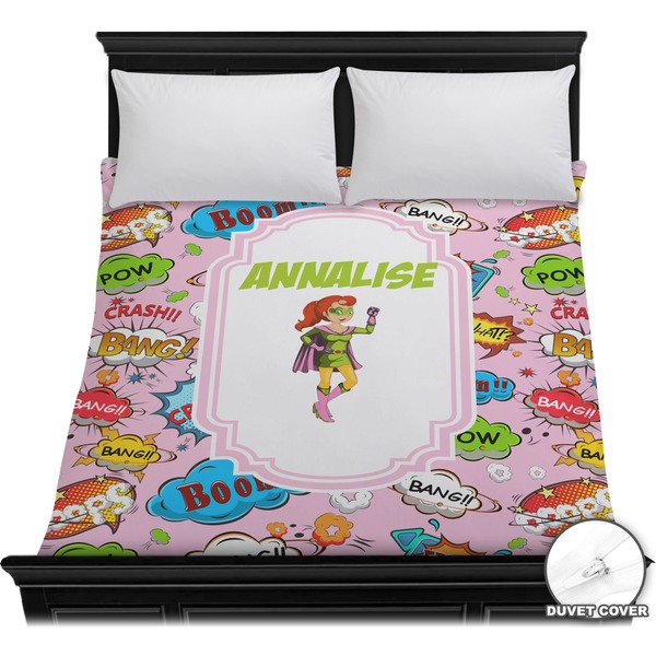 Custom Woman Superhero Duvet Cover - Full / Queen (Personalized)