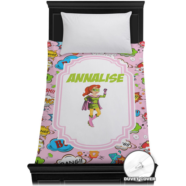 Custom Woman Superhero Duvet Cover - Twin XL (Personalized)
