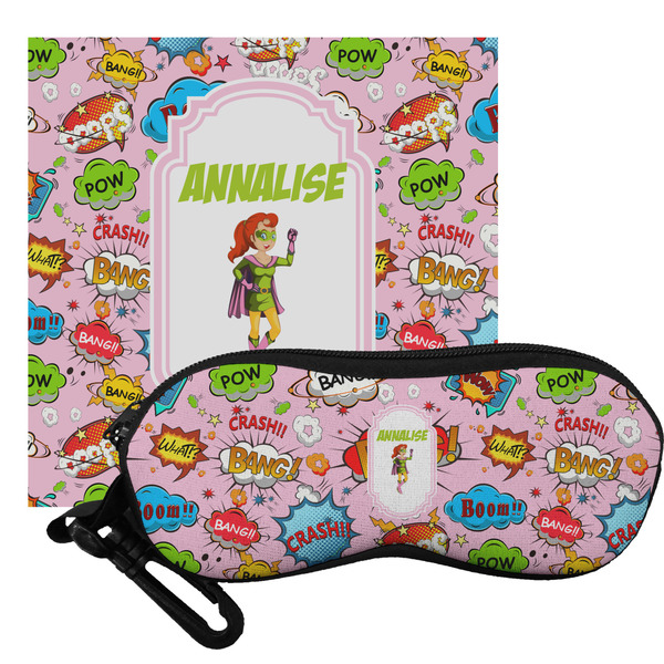 Custom Woman Superhero Eyeglass Case & Cloth (Personalized)