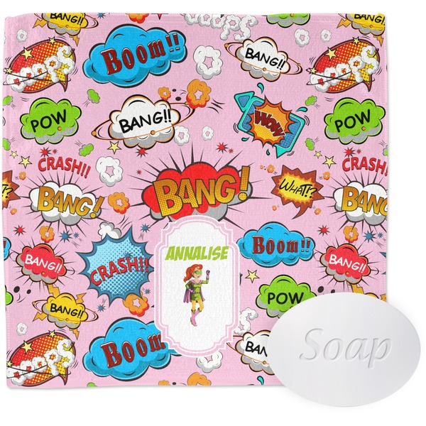 Woman Superhero Wash Cloth with soap