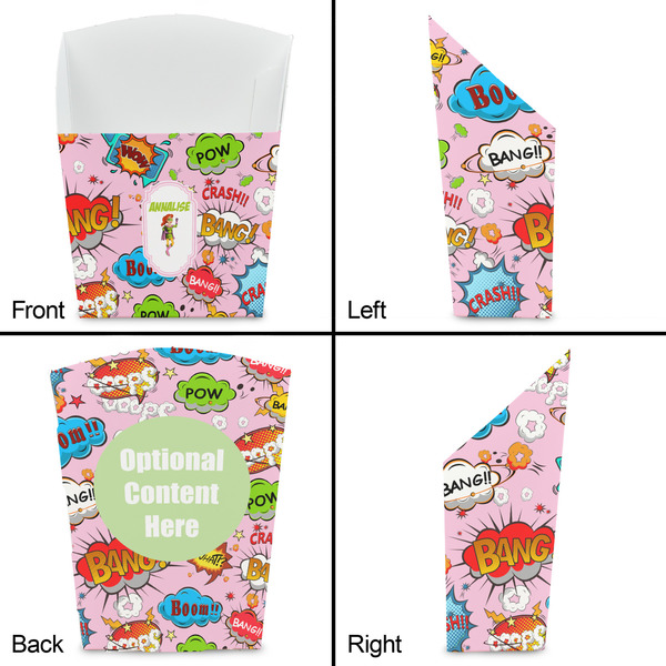 Woman Superhero French Fry Favor Box - Front & Back View