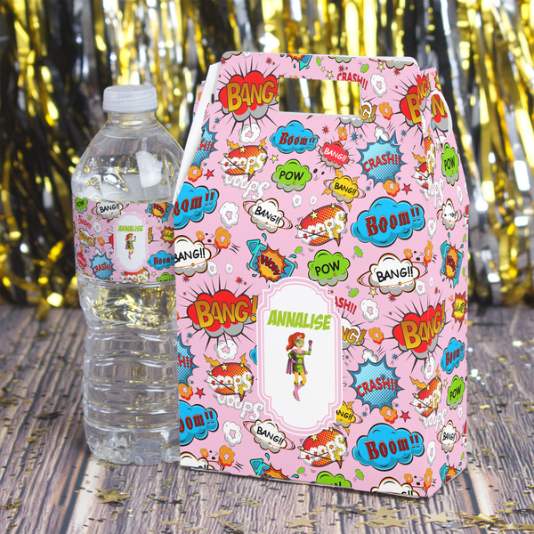 Woman Superhero Gable Favor Box - In Context