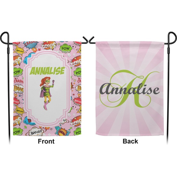 Woman Superhero Garden Flag - Double Sided Front and Back
