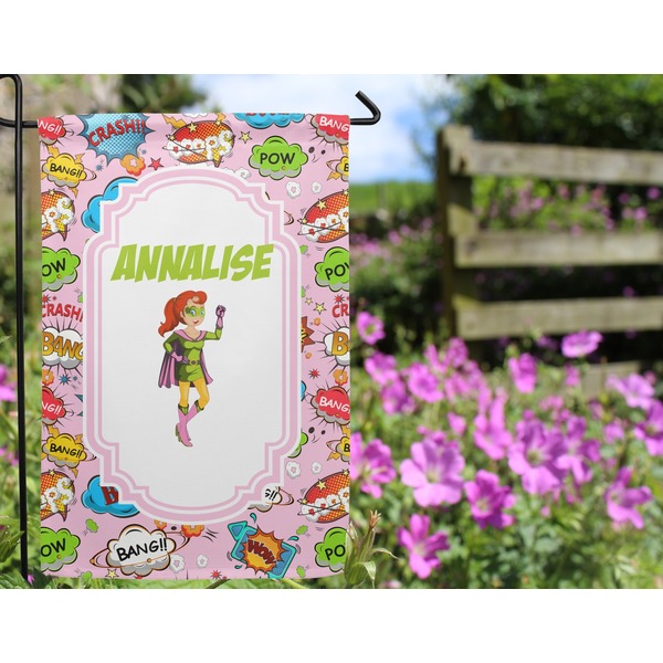Woman Superhero Garden Flag - Outside In Flowers