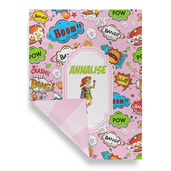 Woman Superhero Garden Flags - Large - Double Sided - FRONT FOLDED