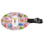 Woman Superhero Genuine Leather Oval Luggage Tag (Personalized)