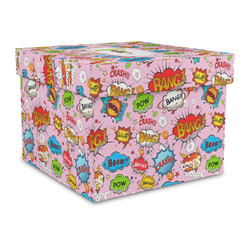 Woman Superhero Gift Box with Lid - Canvas Wrapped - Large (Personalized)