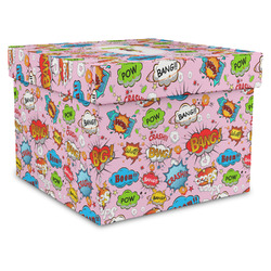Woman Superhero Gift Box with Lid - Canvas Wrapped - X-Large (Personalized)