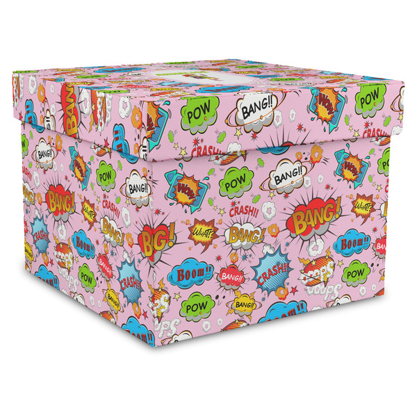 Custom Woman Superhero Gift Box with Lid - Canvas Wrapped - X-Large (Personalized)