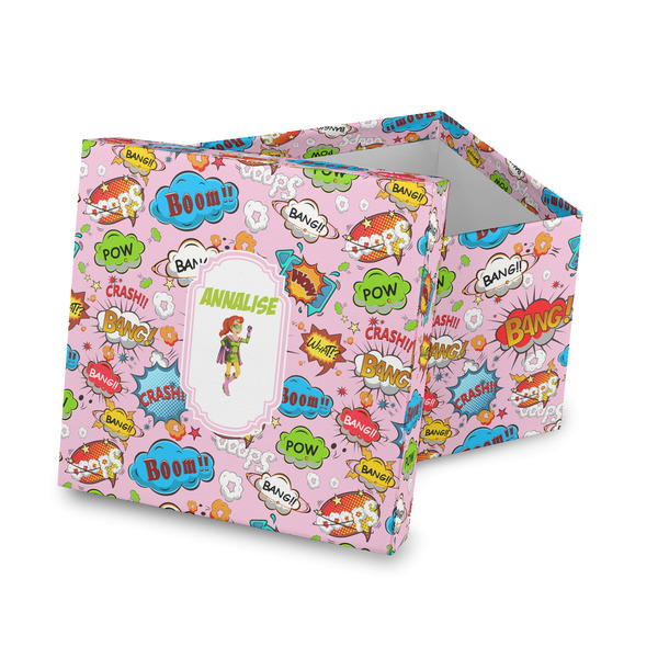 Custom Woman Superhero Gift Box with Lid - Canvas Wrapped (Personalized)