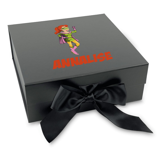 Custom Woman Superhero Gift Box with Magnetic Lid - Black