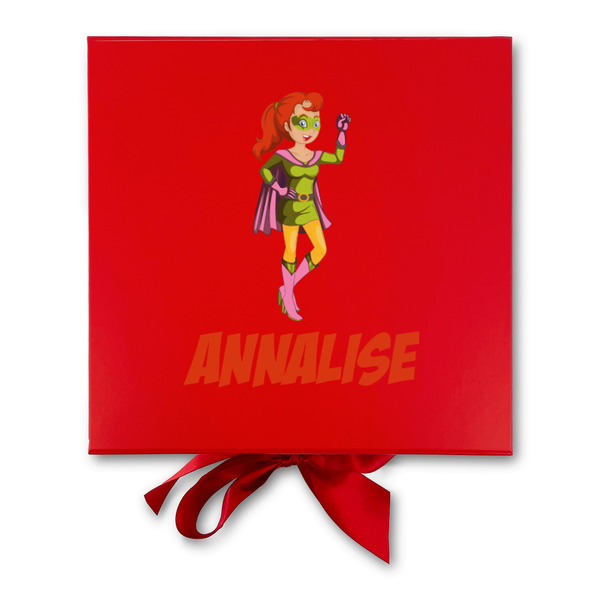 Woman Superhero Gift Boxes with Magnetic Lid - Red - Approval