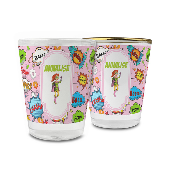 Custom Woman Superhero Glass Shot Glass - 1.5 oz (Personalized)