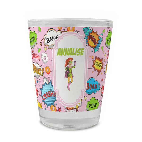 Custom Woman Superhero Glass Shot Glass - 1.5 oz - Set of 4 (Personalized)