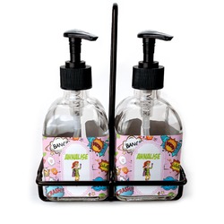 Woman Superhero Glass Soap & Lotion Bottles (Personalized)