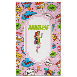 Woman Superhero Golf Towel - Poly-Cotton Blend - Large w/ Name or Text