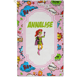 Woman Superhero Golf Towel - Poly-Cotton Blend - Small w/ Name or Text