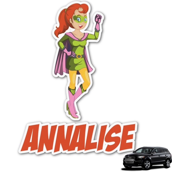 Custom Woman Superhero Graphic Car Decal (Personalized)