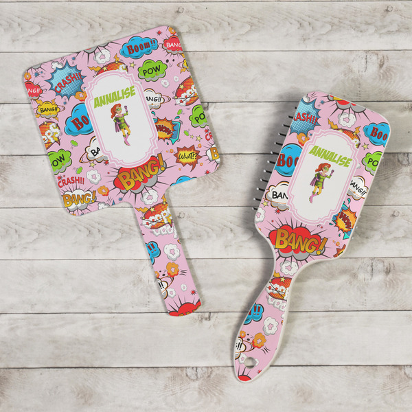 Woman Superhero Hand Mirrors - In Context