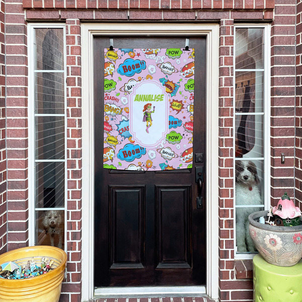 Woman Superhero House Flags - Double Sided - (Over the door) LIFESTYLE