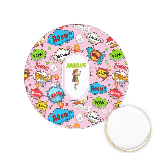 Custom Woman Superhero Printed Cookie Topper - 1.25" (Personalized)