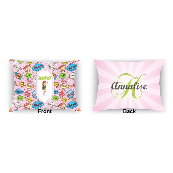 Woman Superhero  Indoor Rectangular Burlap Pillow (Front and Back)