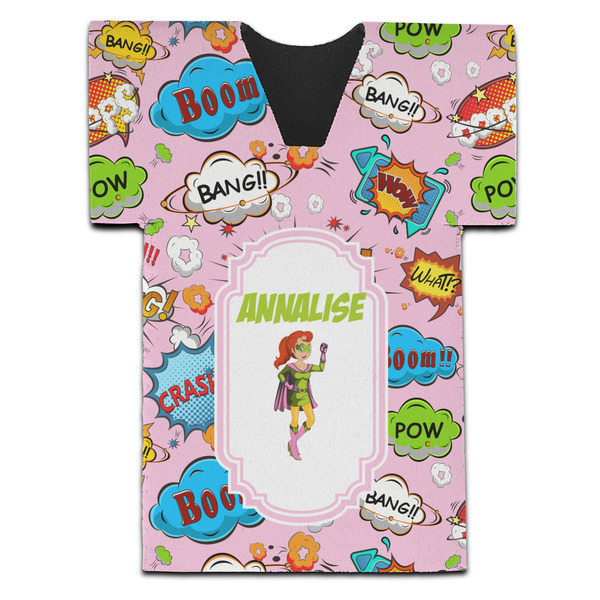 Woman Superhero Jersey Bottle Cooler - Set of 4 - FRONT (flat)