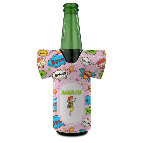 Woman Superhero Jersey Bottle Cooler - Set of 4 - FRONT (on bottle)