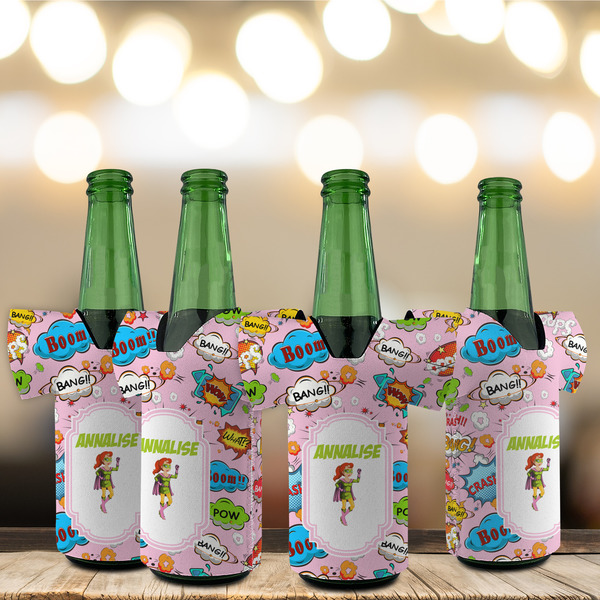 Woman Superhero Jersey Bottle Cooler - Set of 4 - LIFESTYLE