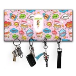 Woman Superhero Key Hanger w/ 4 Hooks w/ Graphics and Text