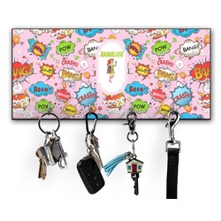 Woman Superhero Key Hanger w/ 4 Hooks w/ Graphics and Text