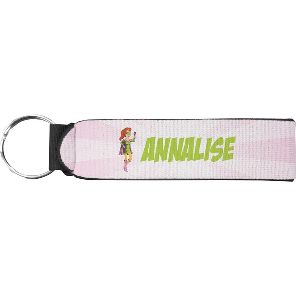 Custom Woman Superhero Neoprene Keychain Fob (Personalized)