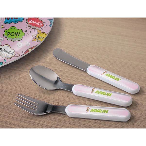 Woman Superhero Kids Flatware w/ Plate