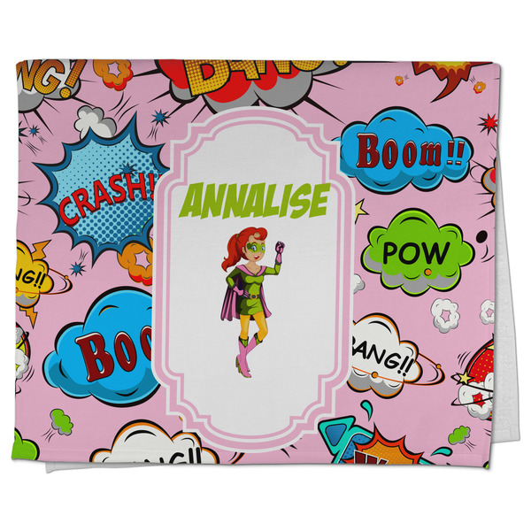 Custom Woman Superhero Kitchen Towel - Poly Cotton w/ Name or Text