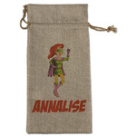 Woman Superhero Large Burlap Gift Bag - Front