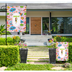 Woman Superhero Large Garden Flag - Double Sided (Personalized)