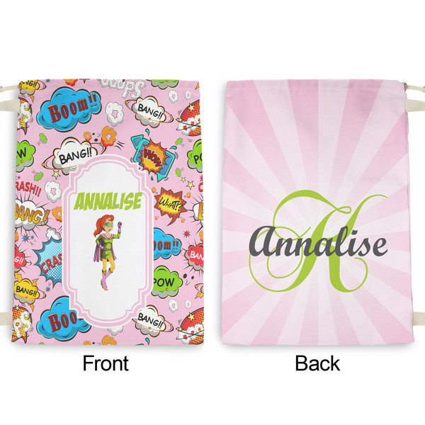 Woman Superhero Large Laundry Bag - Front & Back View