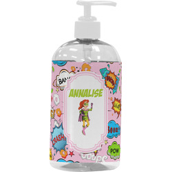 Woman Superhero Plastic Soap / Lotion Dispenser (16 oz - Large - White) (Personalized)