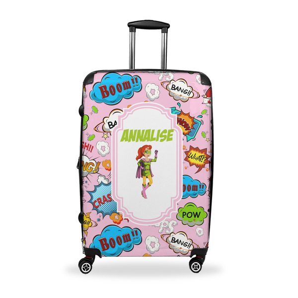 Custom Woman Superhero Suitcase - 28" Large - Checked w/ Name or Text